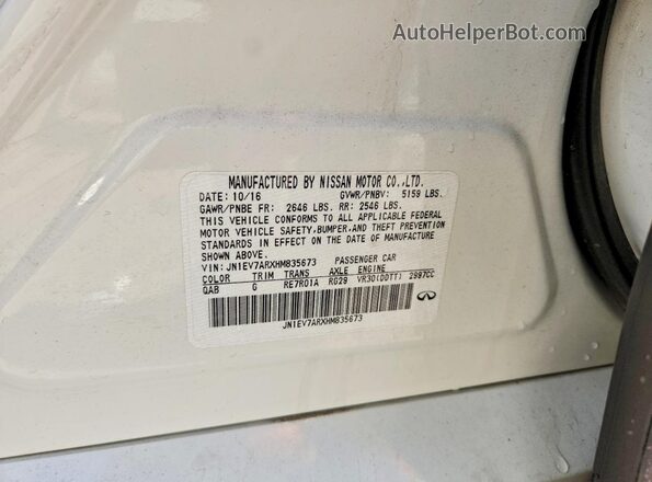 JN1EV7ARXHM835673 2017 INFINITI Q50 White Вид підкапотного простору