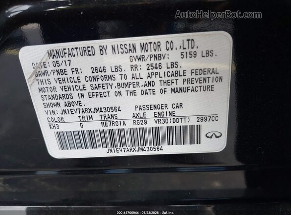 JN1EV7ARXJM430564 2018 INFINITI Q50 Black Engine compartment view