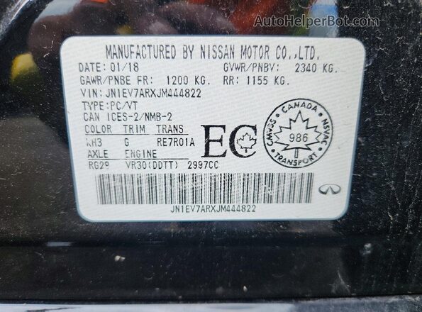 JN1EV7ARXJM444822 2018 INFINITI Q50 Black Вид підкапотного простору
