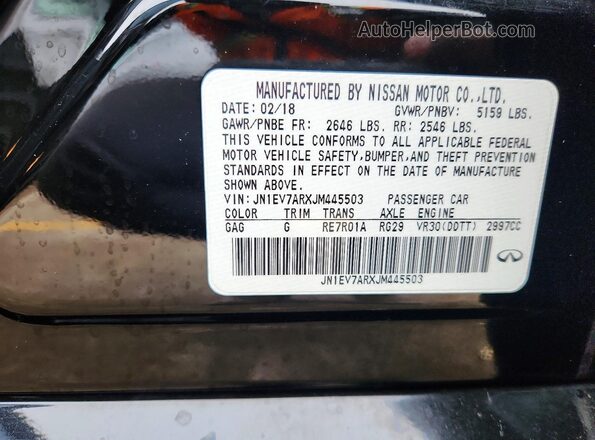 JN1EV7ARXJM445503 2018 INFINITI Q50 Black Vista de la etiqueta del VIN