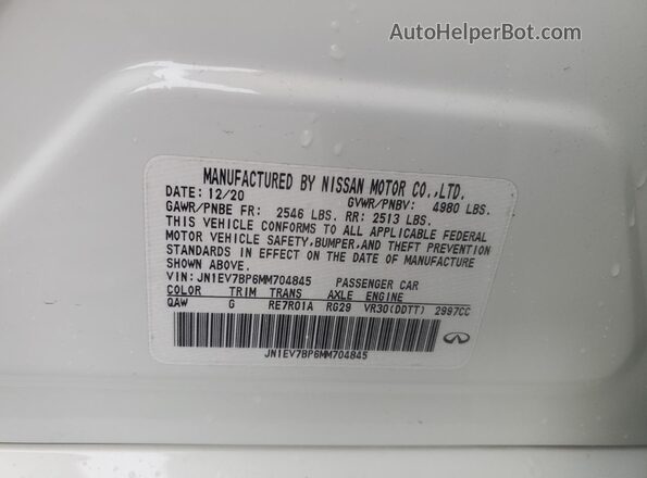 JN1EV7BP6MM704845 2021 INFINITI Q50 White Вид підкапотного простору
