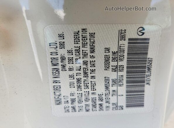 JN1EV7EL0HM554567 2017 INFINITI Q60 White ძრავის განყოფილების ხედი