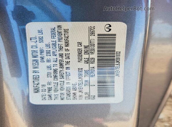 JN1EV7EL6JM391932 2018 INFINITI Q60 Gray Widok komory silnika