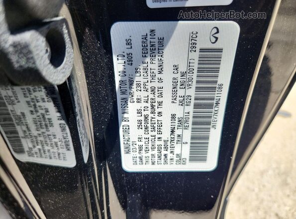 JN1EV7KK7MM411086 2021 INFINITI Q60 Black Engine compartment view