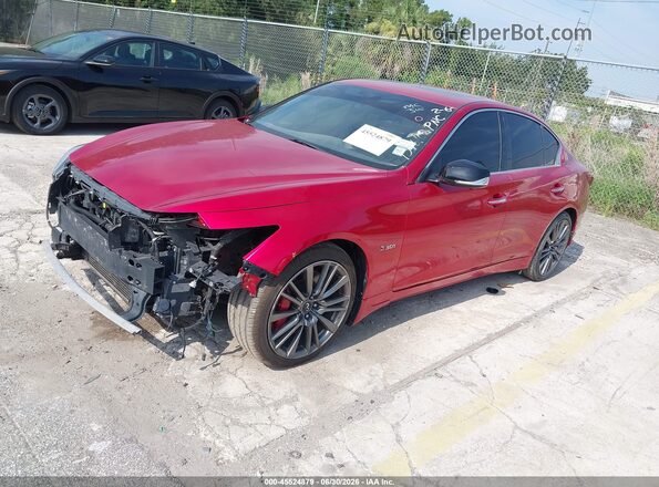 JN1FV7AP2JM460936 2018 INFINITI Q50 Red წინა მარცხენა ხედი სამი მეოთხედიდან