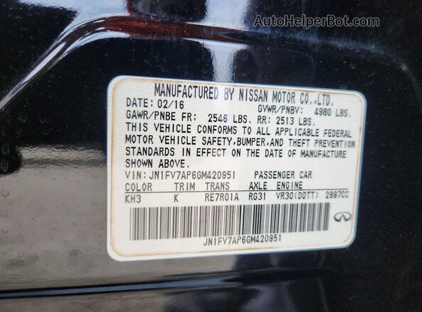 JN1FV7AP6GM420951 2016 INFINITI Q50 Black VIN կոդի պիտակի տեսք