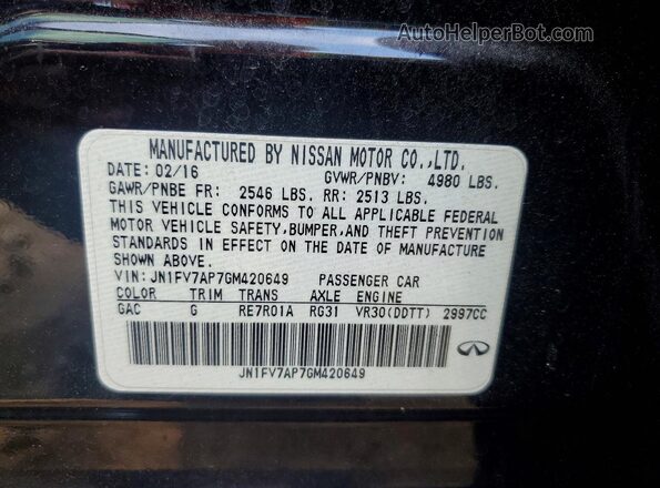 JN1FV7AP7GM420649 2016 INFINITI Q50 Black ძრავის განყოფილების ხედი