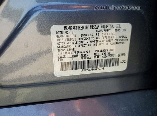JN1FV7AP8GM420708 2016 INFINITI Q50 Charcoal Engine compartment view