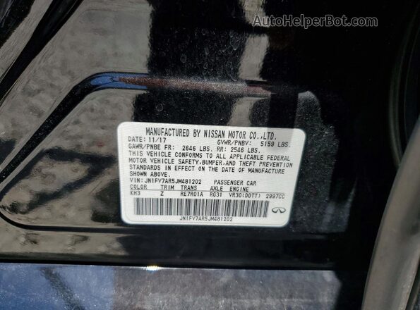 JN1FV7AR5JM481202 2018 INFINITI Q50 Black Vista de la etiqueta del VIN