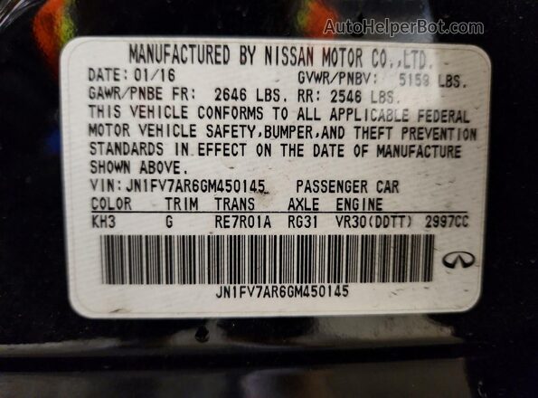JN1FV7AR6GM450145 2016 INFINITI Q50 Черный Вид подкапотного пространства
