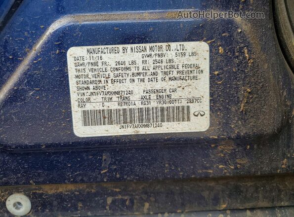 JN1FV7ARXHM871240 2017 INFINITI Q50 Blue Շարժիչի բաժամունքի տեսք