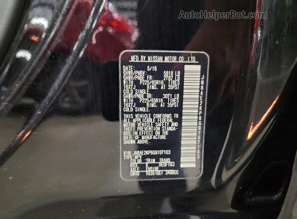 JN8AE2KP6G9157103 2016 NISSAN QUEST Black VIN sticker view