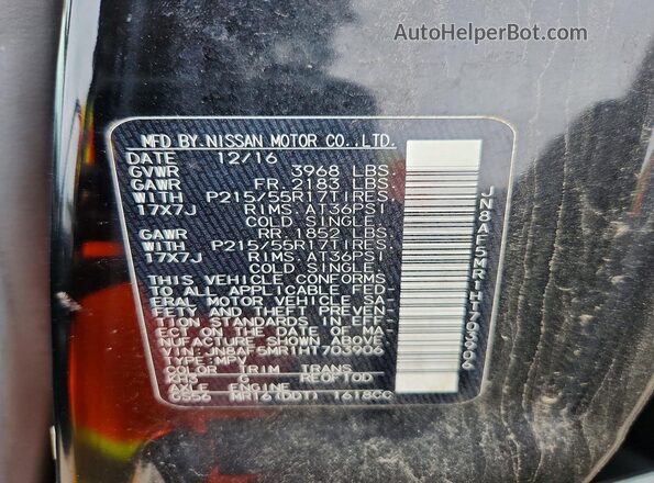 JN8AF5MR1HT703906 2017 NISSAN JUKE Black Widok naklejki z numerem VIN