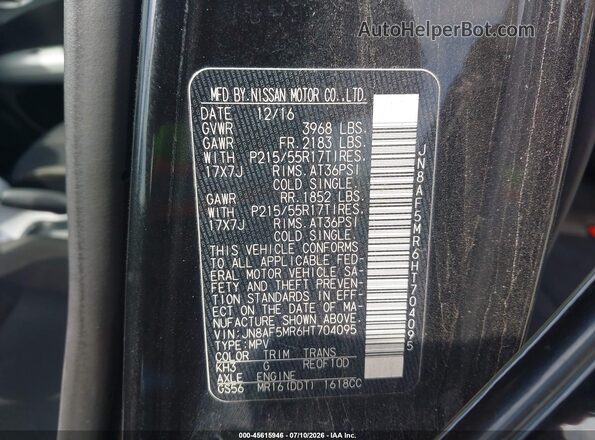 JN8AF5MR6HT704095 2017 NISSAN JUKE Black Շարժիչի բաժամունքի տեսք