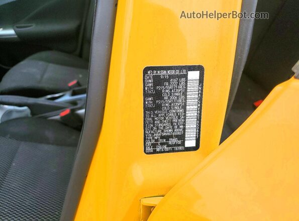 JN8AF5MV8GT650827 2016 NISSAN JUKE Yellow VIN კოდის სტიკერის ხედი