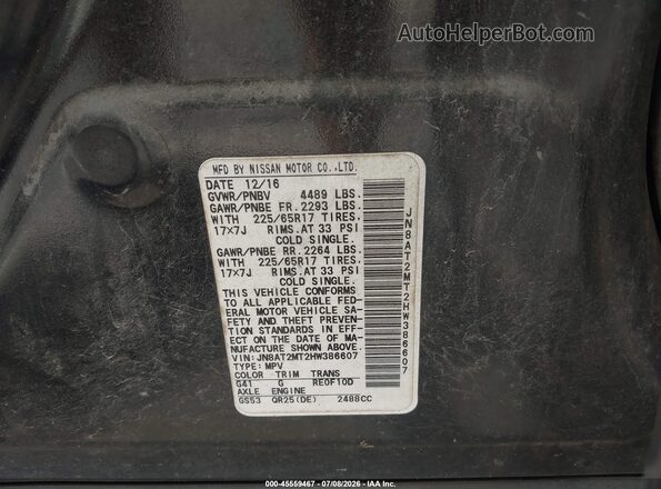 JN8AT2MT2HW386607 2017 NISSAN ROGUE Black Engine compartment view