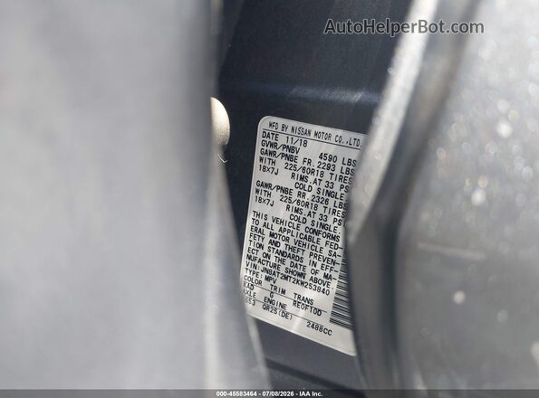 JN8AT2MT2KW253840 2019 NISSAN ROGUE Gray Widok komory silnika