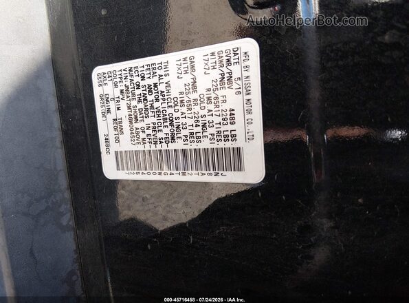 JN8AT2MT4GW004527 2016 NISSAN ROGUE Black Engine compartment view