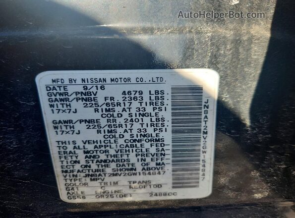 JN8AT2MV2GW154847 2016 NISSAN ROGUE Black Սալոնի 360 աստիճան տեսք