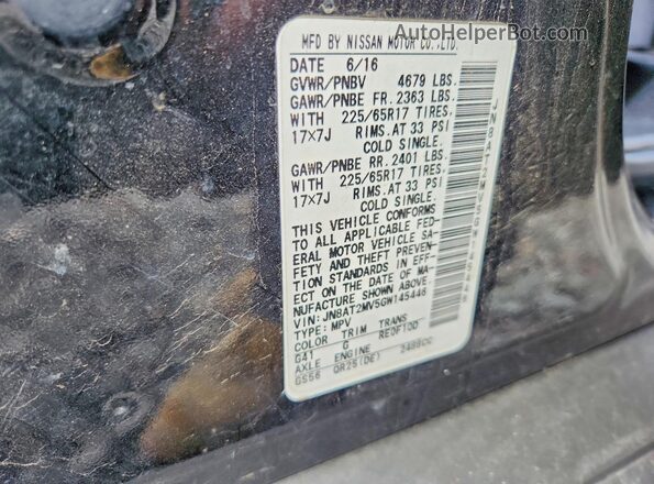 JN8AT2MV5GW145446 2016 NISSAN ROGUE Черный Вид подкапотного пространства