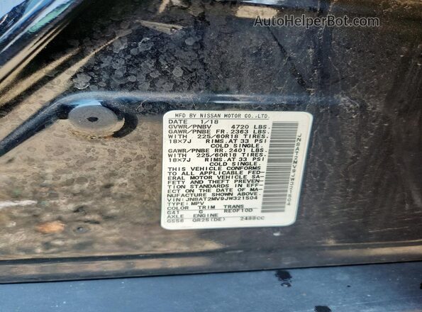 JN8AT2MV9JW321504 2018 NISSAN ROGUE Черный Вид наклейки с VIN-кодом
