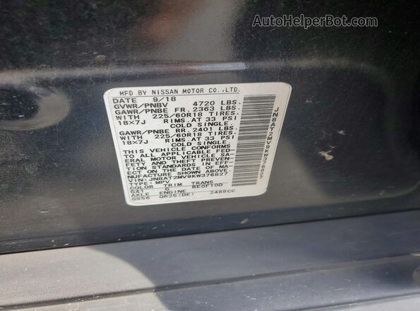 JN8AT2MV9KW376827 2019 NISSAN ROGUE Черный Вид наклейки с VIN-кодом