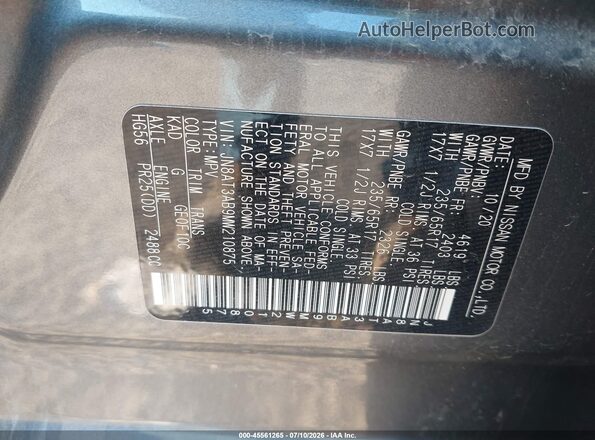 JN8AT3AB9MW210875 2021 NISSAN ROGUE Gray Вид підкапотного простору