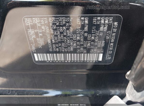 JN8AT3BAXMW009749 2021 NISSAN ROGUE Black ძრავის განყოფილების ხედი