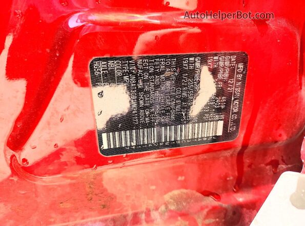 JN8AT3CB1MW241177 2021 NISSAN ROGUE Red VIN sticker view
