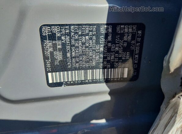JN8AT3DC7MW107474 2021 NISSAN ROGUE Gray VIN კოდის სტიკერის ხედი