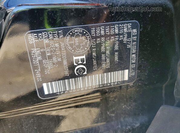 JN8AT3DD9MW307667 2021 NISSAN ROGUE Black Vista interior de 360 grados