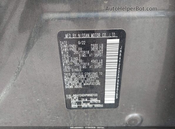 JN8AY2ADXP9690103 2023 NISSAN ARMADA Gray Widok komory silnika