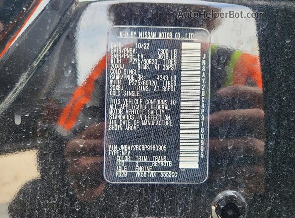 JN8AY2BC8P9180905 2023 NISSAN ARMADA Black Սալոնի 360 աստիճան տեսք