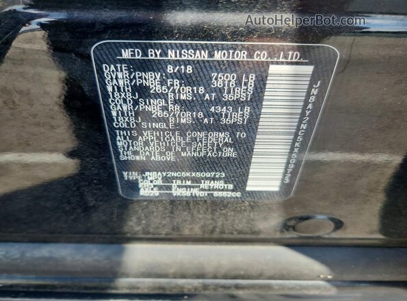 JN8AY2NC5KX509723 2019 NISSAN ARMADA Черный Вид наклейки с VIN-кодом