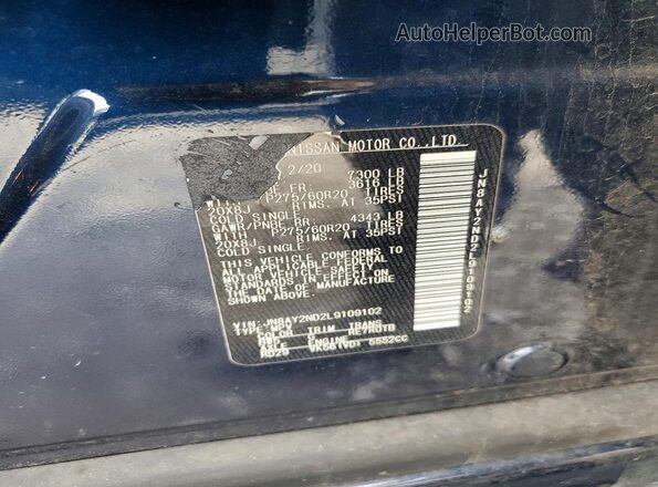JN8AY2ND2L9109102 2020 NISSAN ARMADA Blue Շարժիչի բաժամունքի տեսք