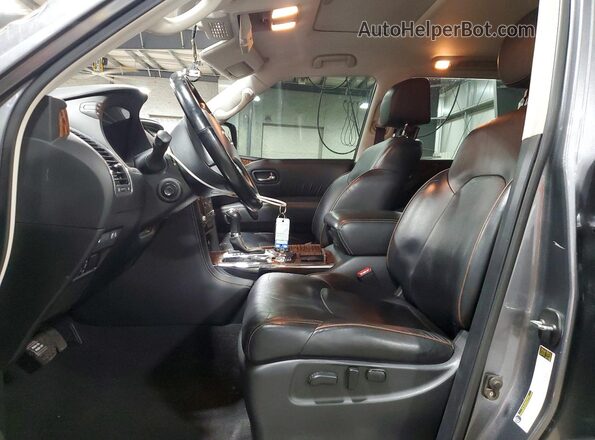 JN8AY2NE0H9707768 2017 NISSAN ARMADA Серый Вид салона спереди