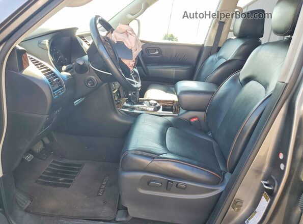 JN8AY2NE9H9703654 2017 NISSAN ARMADA Серый Вид салона спереди