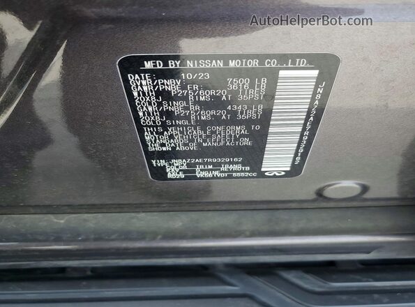 JN8AZ2AE7R9329162 2024 INFINITI QX80 Gray VIN sticker view