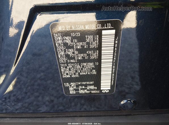 JN8AZ2AF1R9765367 2024 INFINITI QX80 Dark Blue Engine compartment view