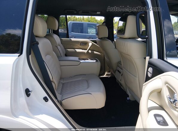 JN8AZ2BE0P9301991 2023 INFINITI QX80 White VIN კოდის სტიკერის ხედი