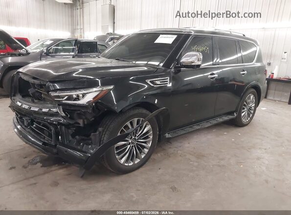 JN8AZ2BE7M9268144 2021 INFINITI QX80 Black წინა მარცხენა ხედი სამი მეოთხედიდან