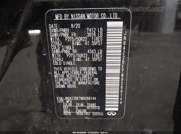 JN8AZ2BE7M9268144 2021 INFINITI QX80 Black ძრავის განყოფილების ხედი