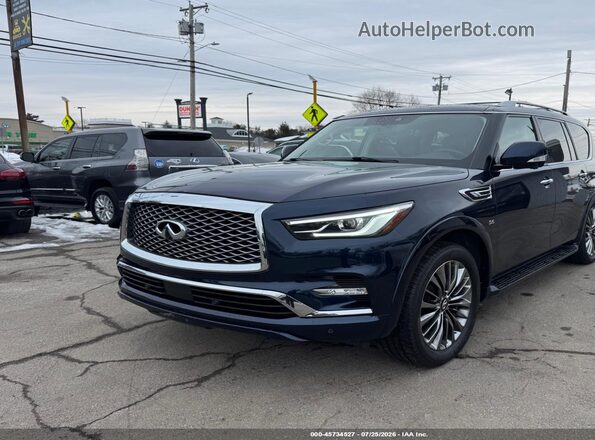 JN8AZ2NE5K9226385 2019 INFINITI QX80 Синий Передняя левая четверть