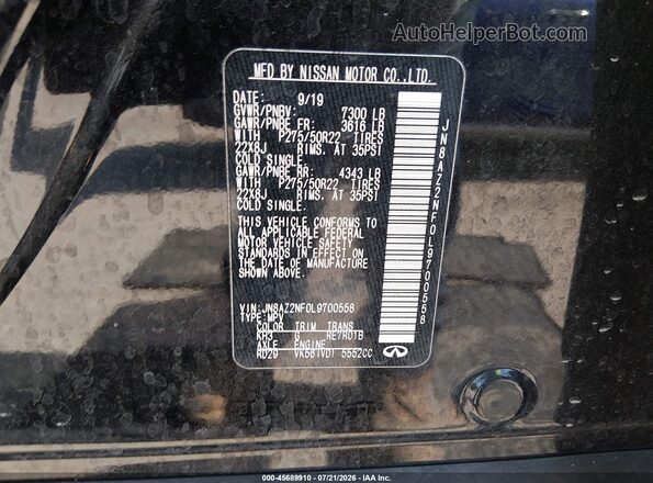 JN8AZ2NF0L9700558 2020 INFINITI QX80 Black Widok komory silnika