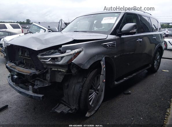 JN8AZ2NF4K9681981 2019 INFINITI QX80 Gray Vista tres cuartos delantera izquierda