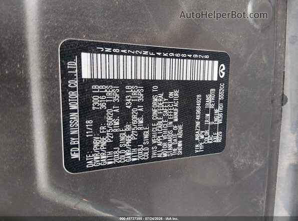 JN8AZ2NF4K9684928 2019 INFINITI QX80 Black Շարժիչի բաժամունքի տեսք