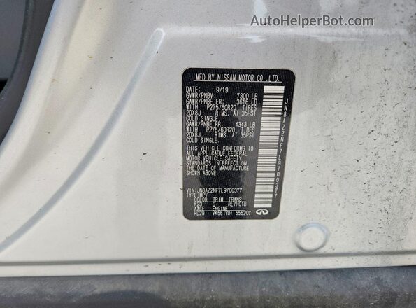 JN8AZ2NF7L9700377 2020 INFINITI QX80 Silver VIN sticker view