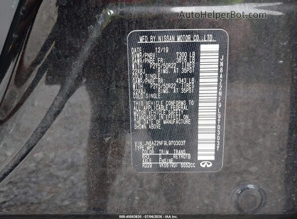 JN8AZ2NF9L9703037 2020 INFINITI QX80 Black Widok komory silnika