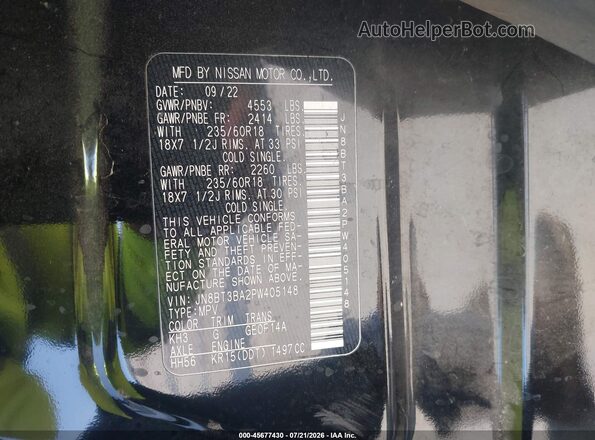 JN8BT3BA2PW405148 2023 NISSAN ROGUE Black Widok komory silnika