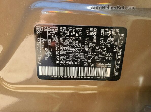 JN8BT3BA2RW352986 2024 NISSAN ROGUE Коричневый Вид наклейки с VIN-кодом